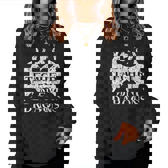 Vintage Teacher Of Dragons Quotes Teacher Student Women Sweatshirt - Thegiftio