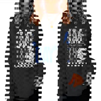 Volleyball Game Day Girls Checkered Mom Blue & White Women Sweatshirt | Seseable FR