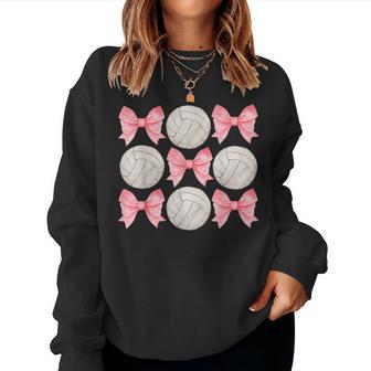 Volleyball Mom Sister Tween N Girl Girly Pink Bow Preppy Women Sweatshirt - Thegiftio UK