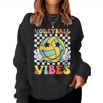 Volleyball Vibes Volleyball Retro Game Day Girls Women Women Sweatshirt - Thegiftio UK