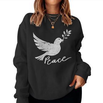 White Dove Peace Symbol Cute Peace Sign Women Women Sweatshirt - Thegiftio UK