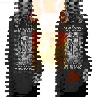 Wild Flowers Wild Horses Sunset s Nature Women Sweatshirt | Seseable CA