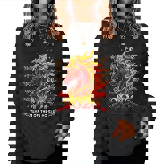Year Of The Fire Horse Chinese Lunar New Year Zodiac 2026 Women Sweatshirt | Mazezy
