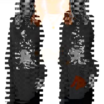 かわいい花 面白い動物キツネザル レディーススウェットシャツ - Kawaiitshirt