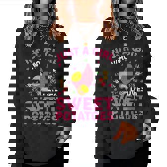 さつまいも好き さつまいもが大好きな女の子 レディーススウェットシャツ - Kawaiitshirt