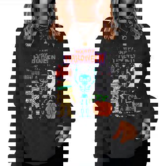 ハッピーハロウィン骨格かぼちゃかわいいゴーストキッズ男の子女の子 レディーススウェットシャツ - Kawaiitshirt