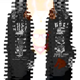 還暦祝い 犬 パグ サングラス 父 男性 女性 母 犬好き 還暦 お祝い 60歳 おもしろ おもろい レディーススウェットシャツ - Kawaiitshirt