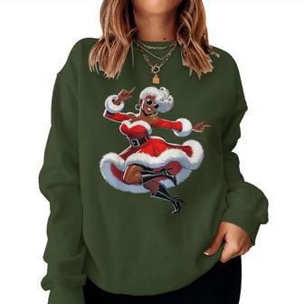 African Santa Wife Dancing African American Christmas Women Sweatshirt | Mazezy