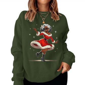 African Santa Wife Dancing African American Christmas Women Sweatshirt - Monsterry