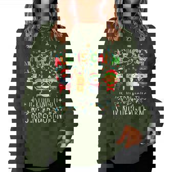 All Is Calm Xmas Kindergarten Christmas Season Teacher Women Sweatshirt | Seseable UK