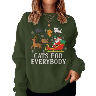 Cats For Everybody Christmas Cat Xmas Santa Women Sweatshirt | Seseable UK