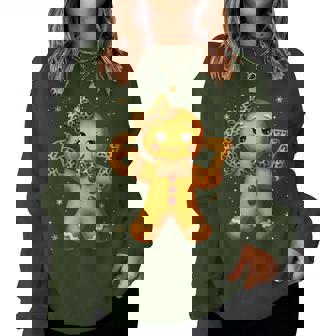 Christmas Gingerbread Six Seven 67 Leopard Bow Girl Women Sweatshirt | Seseable FR