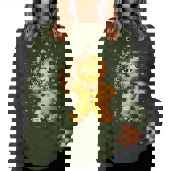 Cute Gingerbread Leopard Coquette Christmas Xmas Girl Women Women Sweatshirt | Mazezy