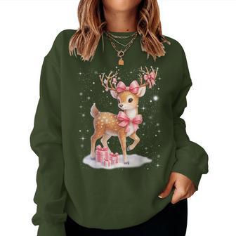 Cute Rudolph Pink Coquette Pajamas Christmas Xmas Girl Women Women Sweatshirt - Thegiftio UK
