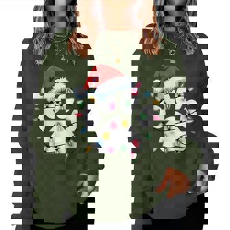 Dog Paw Print Christmas Santa Puppy Girls Women Sweatshirt | Seseable CA