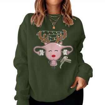 Festive Reindeer Speculum Christmas Light Nurse Obgyn Women Sweatshirt - Thegiftio UK