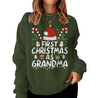 First Christmas As Grandma Family Matching New Grandmother Women Sweatshirt - Monsterry