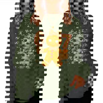 6 7 Christmas Leopard Bow Gingerbread Girls Women Women Sweatshirt | Seseable FR