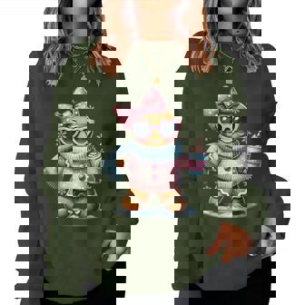 Gingerbread Drinking Hot Chocolate Bougie Christmas Women Sweatshirt | Mazezy