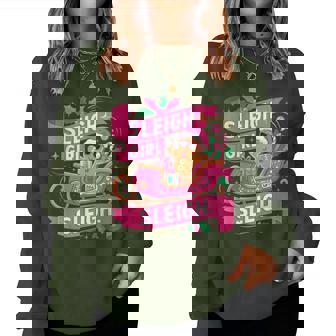 Gingerbread Sleigh Girl Pink Christmas Girls Women Sweatshirt | Seseable CA