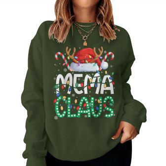 Mema Claus Christmas Lights Pajama Family Matching Grandma Women Sweatshirt - Thegiftio UK