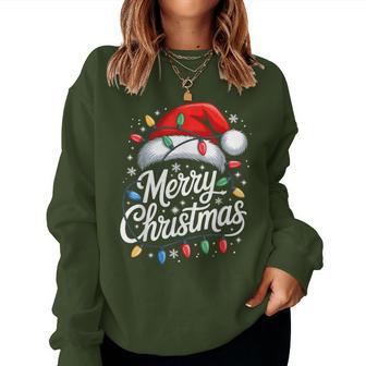 Merry Christmas Lights Red Santa Hat Xmas Family Women Women Sweatshirt | Seseable UK