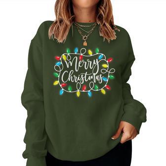 Merry Christmas Lights Xmas Family Matching Pajama Women Women Sweatshirt - Thegiftio UK