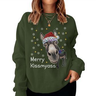 Merry Kissmyass Donkeyarkastic Xmas Lustiger Pyjama Weihnachten Sweatshirt Frauen - Geschenkecke