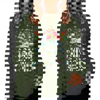 Nana Claus Christmas Lights Pajama Xmas Family Matching Women Sweatshirt | Mazezy