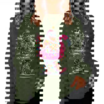 Santa Bigfoot Flamingo Christmas Light Rock Sasquatch Women Sweatshirt | Seseable CA