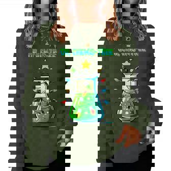 Science Teacher Christmas Science Teacher Oh Chemis-Tree Christmas Xmas Tree -Adult Black Small Women Sweatshirt | Mazezy