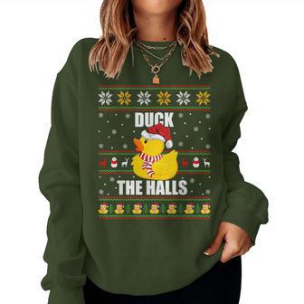 Ugly Xmas Sweater Style Rubber Duck Christmas Pajamas Women Sweatshirt - Monsterry