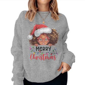 African American Merry Christmas African Black Girls Women Sweatshirt | Mazezy