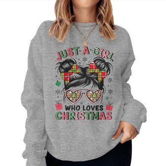 Just A Girl Who Loves Christmas Christmas Xmas Pajama Women Sweatshirt | Seseable UK