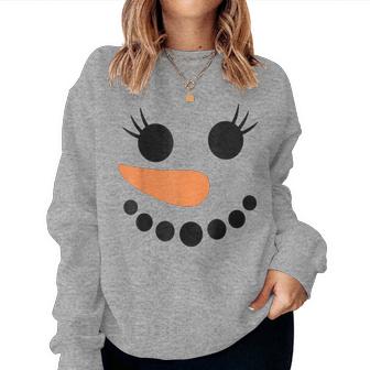 Winter Snowman Face Eyelashes Christmas Xmas For Girl Womens Women Sweatshirt - Monsterry