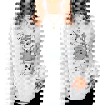 3 Cats Cute Drawing Girl Boy Cat Women Sweatshirt | Seseable FR