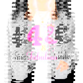 4 & Fabulous Flamingo Lovers 4Th Birthday Bday Party Women Sweatshirt - Thegiftio