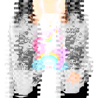 I Was 6 Now I'm 7 Unicorn 7Th Birthday Girl Party Women Sweatshirt - Thegiftio