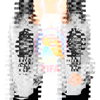 I Am Aunt Tifa Woman's Girl America Flag Women Sweatshirt | Mazezy