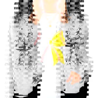 Baseball Softball Bow Coquette Baseball Mom Mama Women Sweatshirt - Monsterry