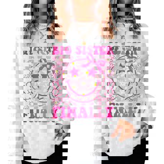 Big Sister Finally Retro Groovy Big Sister Girls Toddlers Women Sweatshirt - Thegiftio