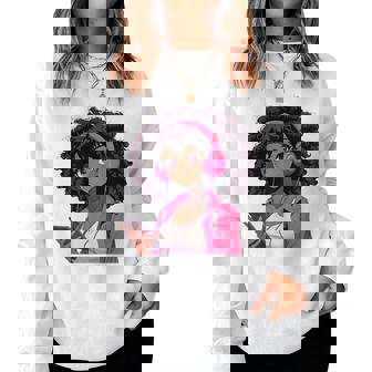 Black Girl Anime Music Headphones Women Sweatshirt - Thegiftio