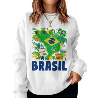 Brasil Flag Outfit Idea For Brazil & Brazilian Flag Women Sweatshirt | Mazezy