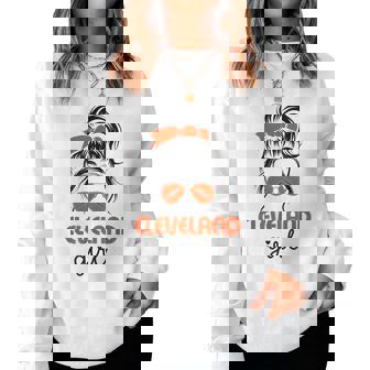 Cleveland Girl Messy Bun Love Cleveland Ohio Women Sweatshirt - Thegiftio