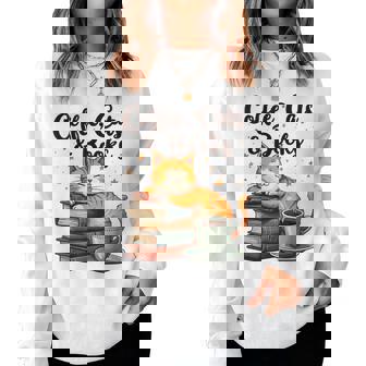 Coffee Cats And Books Lover For & Girls Coffee Women Sweatshirt | Mazezy