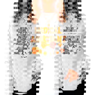 Cute Leopard Medical Assistant Stethocope Fall Coquette Bow Women Sweatshirt - Seseable