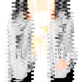 Deer Coquette Bow Girl Cute Aesthetic Girl Woman Reindeer Women Sweatshirt - Thegiftio