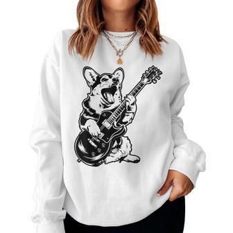 Dog Guitarist Guitar Pembroke Welsh Corgi Dad Mom Women Sweatshirt - Thegiftio UK