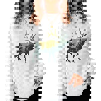 Elk Hunting Hiking Outdoor Camping Forest Elk Women Sweatshirt - Monsterry