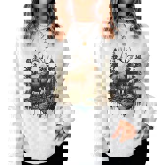 Elk Hunting Hiking Outdoor Camping Forest Women Women Sweatshirt | Seseable FR